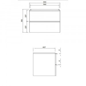 Set B736 Mobilier suspendat Cersanit Virgo cu lavoar ceramic, 60 cm, alb, manere negre - Img 4