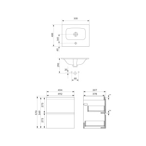 SET C470 Mobilier suspendat Cersanit MODUO cu lavoar slim 50 cm,chasmir - Img 2