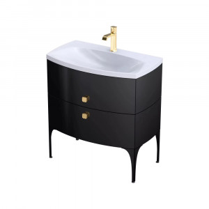 Set mobilier suspendat Oristo Louis cu lavoar Louis 102 cm, negru