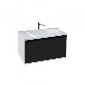 Set mobilier suspendat si lavoar Kolpasan Pandora 75 cm, black stone