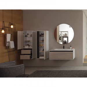 Set mobilier suspendat si lavoar Kolpasan Pandora 75 cm, lemn natur - Img 2