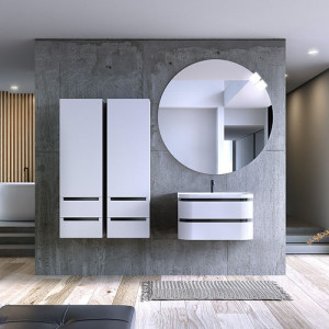 Set mobilier suspendat si lavoar Kolpasan Vittoria 80 cm, alb mat - Img 3