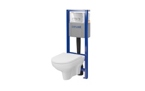 Set rezervor cu cadru Cersanit B972 System 40 mecanic cu vas wc suspendat City New CleanOn, cu capac si clapeta crom lucios - Img 2