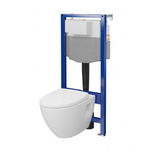 Set rezervor cu cadru Cersanit C35 AQUA 50 MECANIC, vas wc suspendat MODUO PLUS CleanON, capac softclose - Img 1
