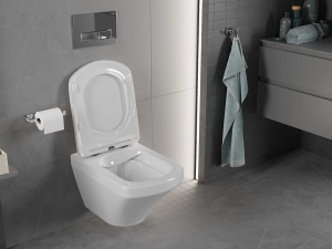 Set vas wc rimless suspendat, dreptunghiular, capac slim softclose, Foglia Bristol - Img 3