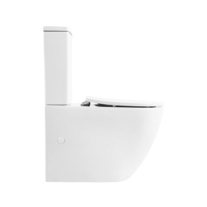 Set vas wc stativ rimless Foglia Oslo cu rezervor si capac soft close inclus, alb lucios - Img 3
