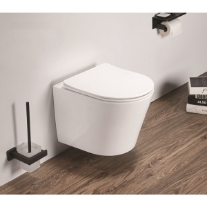 Set vas wc suspendat Fluminia Clementina Rimless cu capac quick release si soft close, alb - Img 2