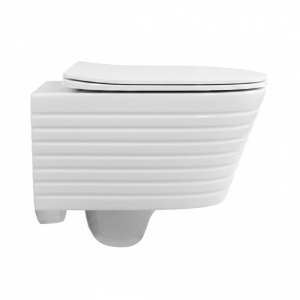 Set vas WC suspendat Rimless alb striat cu capac soft close - Img 5