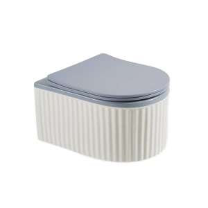 Set vas WC suspendat Rimless alb texturat cu capac soft close