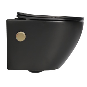 Vas wc suspendat Foglia Oslo Rimless, cu functie bideu, baterie inclusa auriu mat, negru mat - Img 4