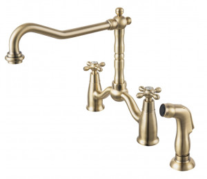 Baterie bucatarie FDESIGN Lacrima cu pipa extractibila, 3 elemente, bronz - Img 1