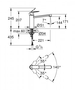 Baterie bucatarie Grohe Eurosmart Cosmopolitan crom lucios - Img 2
