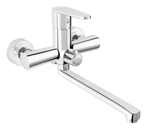 Baterie perete cada-dus Ferro Algeo cu pipa pivotanta, 22,2 cm, crom