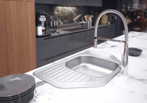 Baterie stativa bucatarie Ferro Sonata cu pipa, crom - Img 2
