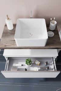 Blat MDF pentru lavoar Savini Due Linea L 100 x H 3.8 x P 46 cm rovere fossile - Img 4