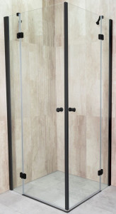 Cabina dus cu usi batante Sanotechnik Nova Black, 80x80 cm