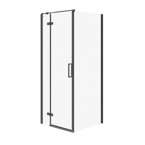 Cabina dus patrata Cersanit Jota Black, usa batanta, stanga, 80x80 cm