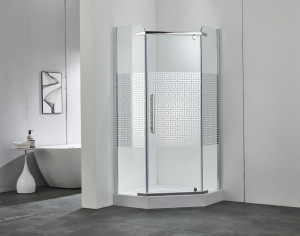 Cabina dus pentagonala Belform Maze, usa batanta dreapta, 80x80 cm, crom