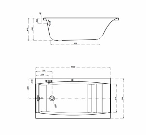 Cada baie Cersanit Virgo, acril, cu suport metalic, 140x75 cm - Img 3