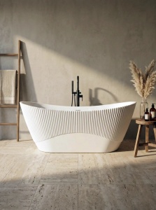 Cada baie freestanding Cara Line, acril, 170x75 cm, alb lucios