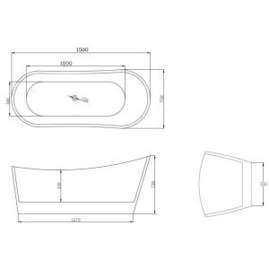 Cada baie freestanding Foglia Diva, cu preaplin, 150x75 cm, alb - Img 6