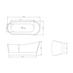 Cada baie freestanding Foglia Diva, cu preaplin, 170x75 cm, alb - Img 6