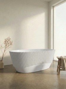 Cada baie freestanding Sia, acril, riflata, 170x80 cm, alb lucios - Img 6