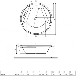 Cada baie Radaway Meteora, acril, Ø160 cm - Img 3