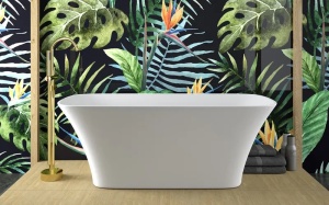 Cada freestanding compozit Besco Assos alba 160x70 cm