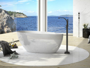 Cada freestanding compozit Besco Goya XS alba 142x62 cm