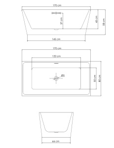Cada freestanding dreptunghiulara Belform Ceres, acril, 170x80 cm - Img 2
