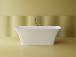 Cada freestanding dreptunghiulara, compozit alb lucios, 174.5x75.3x60 cm, Foglia Harmony