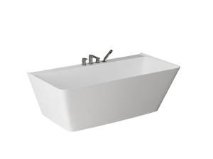Cada freestanding dreptunghiulara, compozit alb mat, interior lucios,170x85.5x58 cm, Foglia Grace - Img 2