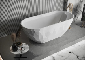 Cada freestanding Miraggio Sapfire compozit 165x76 cm alb lucios - Img 2