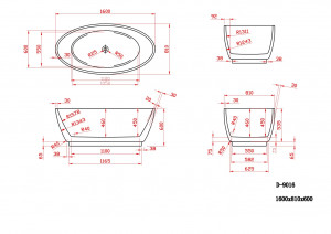Cada freestanding ovala 9016, acril, 160x80 cm - Img 3