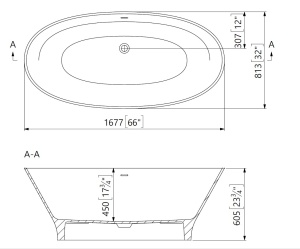 Cada freestanding ovala, compozit alb lucios, 167.7x81.3x60.5 cm, Foglia Classe - Img 3