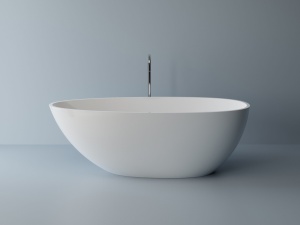 Cada freestanding ovala, compozit alb lucios, 168x82x55 cm, Foglia Artemis