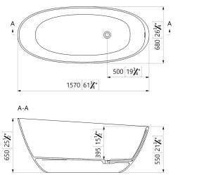 Cada freestanding ovala, compozit alb mat, interior lucios, 157x68x65 cm, Foglia Celestial - Img 3