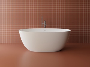 Cada freestanding ovala, compozit alb mat, interior lucios, 160x78x61 cm Foglia Monaco