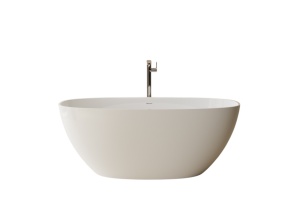 Cada freestanding ovala, compozit alb mat, interior lucios, 167x80x63 cm, Foglia Florence - Img 2