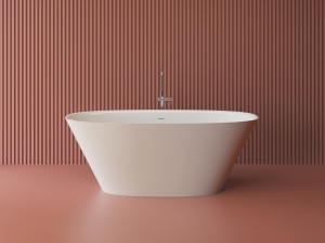 Cada freestanding ovala, compozit alb mat, interior lucios, 167x83.1x62.5 cm, Foglia Moonstone