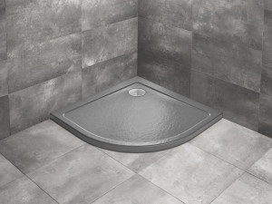 Cadita de dus semirotunda Radaway Doros A Stone Anthracite 90x90 cm