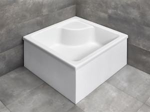 Cadita dus patrata Radaway Naxos C, cu baza de polistiren placabila, acril, 80x80 cm