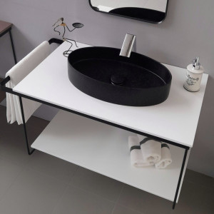 Cadru metalic cu blat, polita si lavoar Kuma ES50 ZOOM LOFT style, RECTOR, 80 cm - Img 1