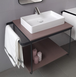 Cadru metalic cu blat, polita si lavoar Kuma SQ50 ZOOM LOFT STYLE, Rector, 60 cm - Img 3