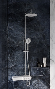 Coloana de dus FDESIGN Tempra cu baterie monocomanda, crom alb - Img 2