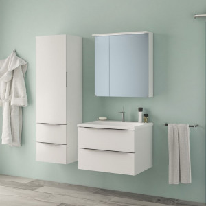 Dulap 2 usi cu oglinda iluminare LED Kolpasan Tara, 70 cm, alb - Img 2