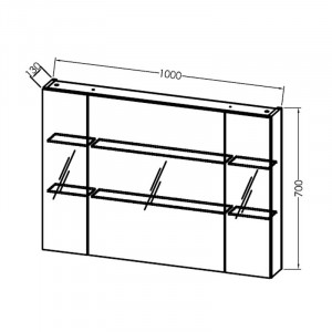 Dulap suspendat cu oglinda Kolpasan Naomi, 3 usi, 100 cm, dark concrete - Img 4