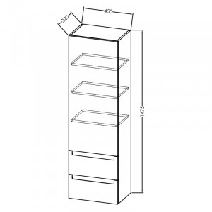 Dulap tip coloana Kolpasan Vittoria, 1 usa si 2 sertare, 45x148 cm, gri inchis - Img 5