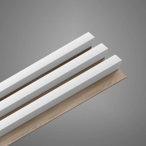 Lamele decorative Stegu Linea Slim, Mdf, 2650x150x30 mm, alb-stejar